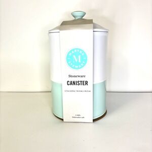 Martha Stewart 9 1/2 inch mint white‎ stoneware canister